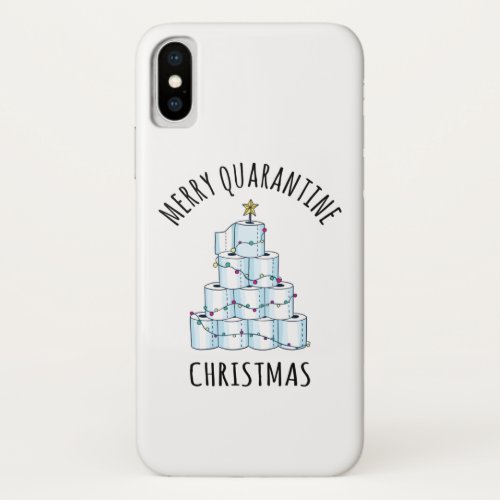 Merry Quarantine Christmas Tree Toilet Paper iPhone XS Case