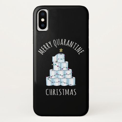 Merry Quarantine Christmas Tree Toilet Paper iPhone XS Case
