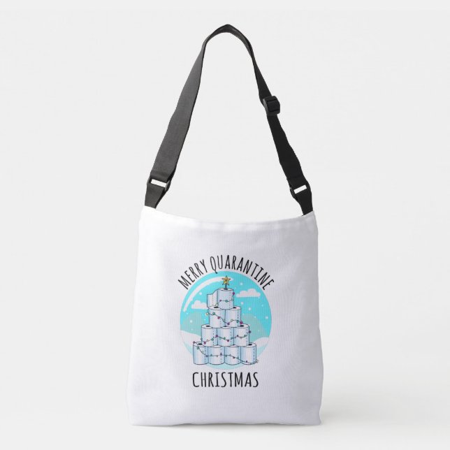 Merry Quarantine Christmas Tree Toilet Paper Crossbody Bag (Front)