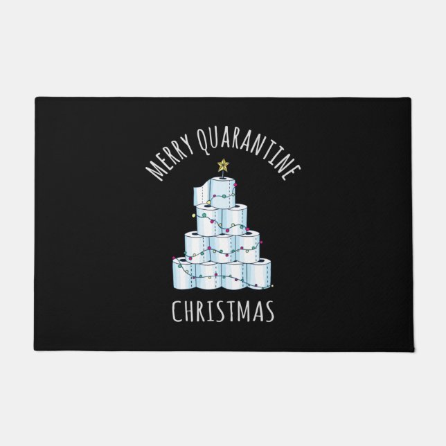 Merry Quarantine Christmas Tree Toilet Paper Doormat (Front)