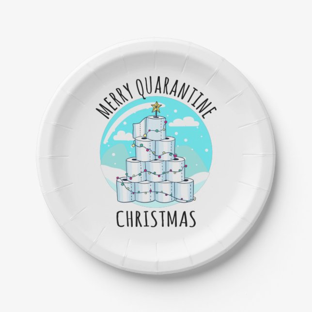 Merry Quarantine Christmas Tree Toilet Paper Paper Plates (Front)
