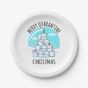 Merry Quarantine Christmas Tree Toilet Paper Plates