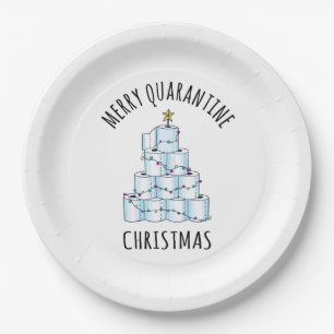 Merry Quarantine Christmas Tree Toilet Paper Plates