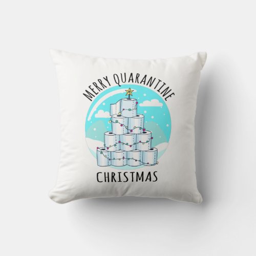 Merry Quarantine Christmas Tree Toilet Paper Throw Pillow
