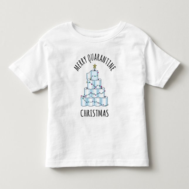 Merry Quarantine Christmas Tree Toilet Paper Toddler T-shirt (Front)