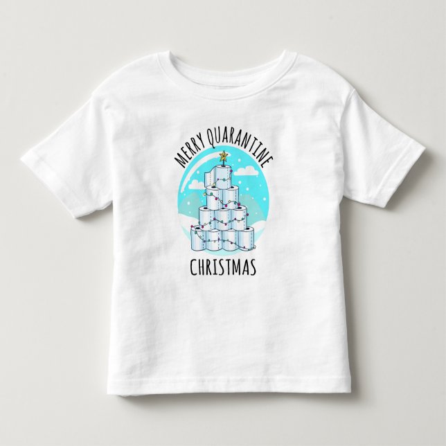 Merry Quarantine Christmas Tree Toilet Paper Toddler T-shirt (Front)