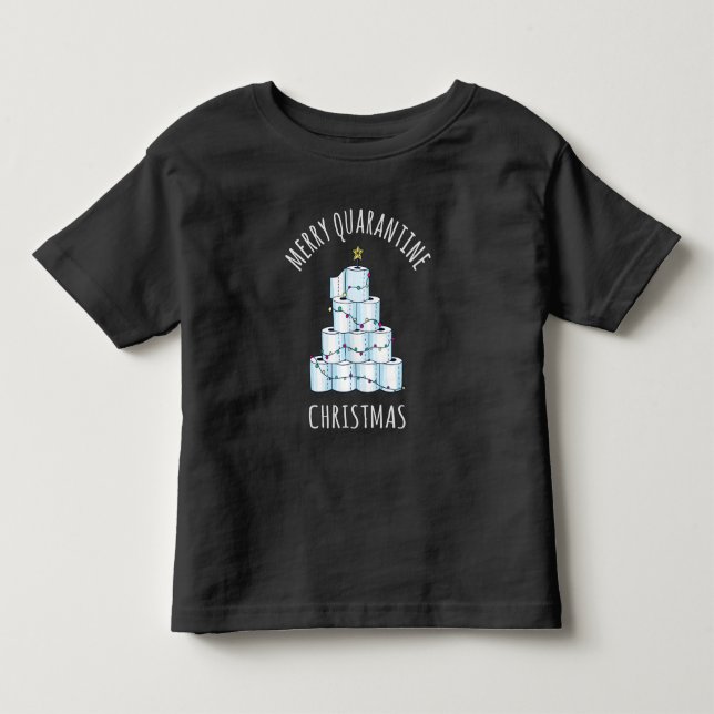 Merry Quarantine Christmas Tree Toilet Paper Toddler T-shirt (Front)