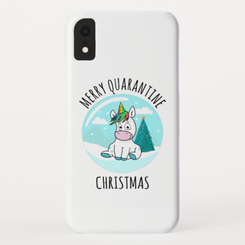 Merry Quarantine Christmas Unicorn iPhone XR Case