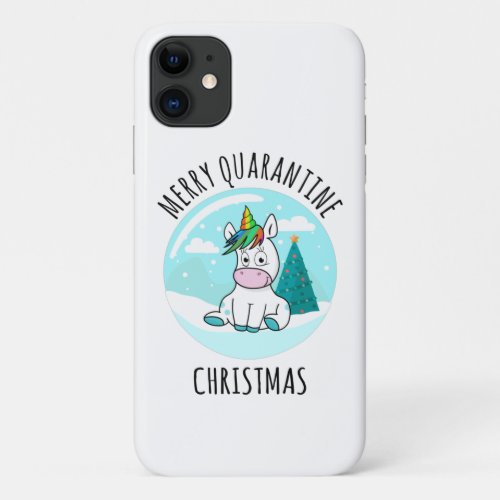 Merry Quarantine Christmas Unicorn iPhone 11 Case