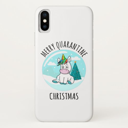 Merry Quarantine Christmas Unicorn iPhone XS Case