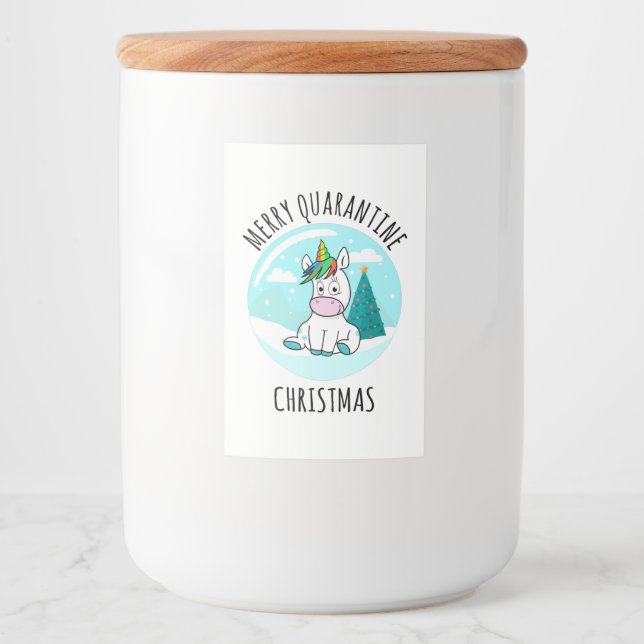 Merry Quarantine Christmas Unicorn Food Label (Front)