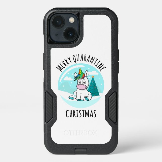 Merry Quarantine Christmas Unicorn Otterbox iPhone Case (Back)