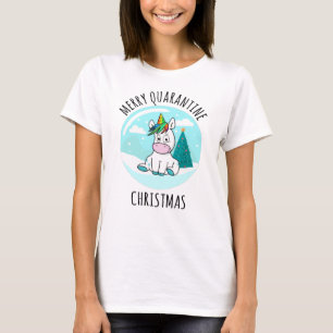 Merry Quarantine Christmas Unicorn T-Shirt