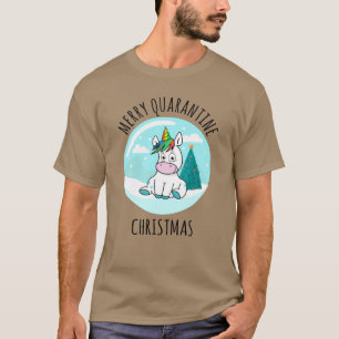 Merry Quarantine Christmas Unicorn T-Shirt