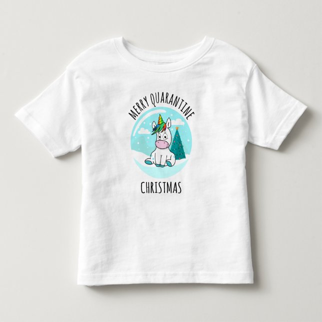 Merry Quarantine Christmas Unicorn Toddler T-shirt (Front)