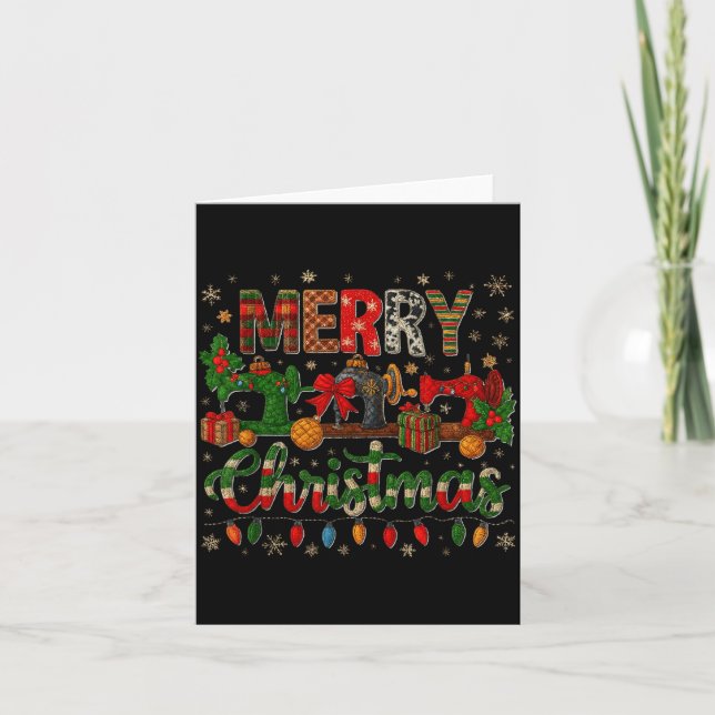 Merry Quiltmas Quilter Sewing Retreat Pajama Chris Card (Front)
