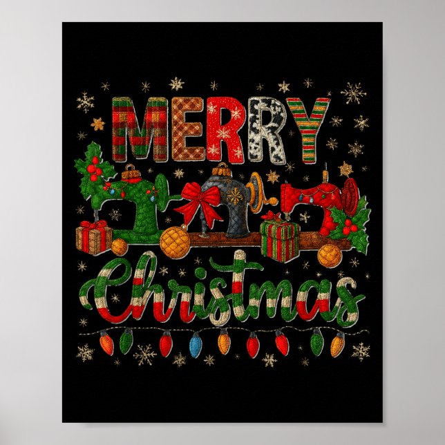 Merry Quiltmas Quilter Sewing Retreat Pajama Chris Poster (Front)