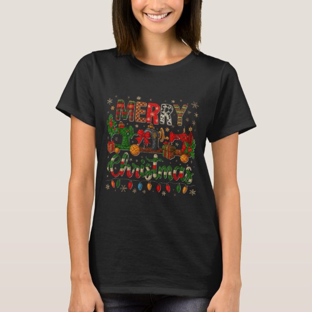 Merry Quiltmas Quilter Sewing Retreat Pajama Chris T-Shirt (Front)