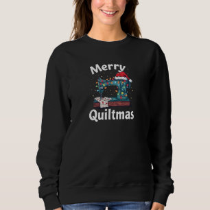 Merry Quiltmas Sewing Machine with Christmas Light Sweatshirt