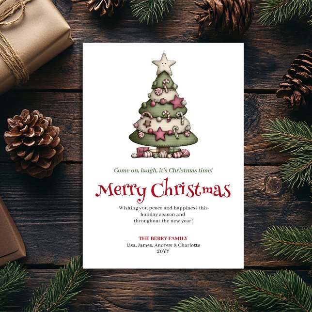 Merry Quirky Christmas Tree Watercolor Greeting Holiday Card (Merry Quirky Christmas Tree Watercolor Greeting Holiday Card)