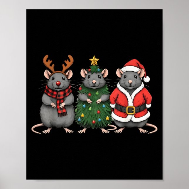 Merry Ratmas Christmas Santa Rat Mouse Lover Anima Poster (Front)