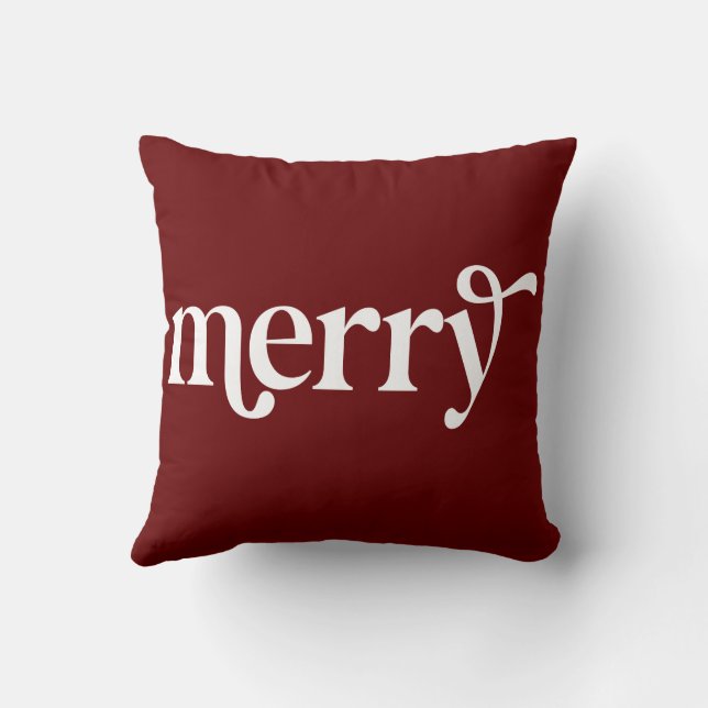 Merry Red Holiday Throw Pillow