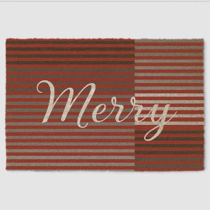 Merry -Red, Gray, Black, White Stripes Fiber Doormat
