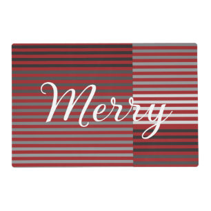 Merry -Red, Gray, Black, White Stripes Placemat