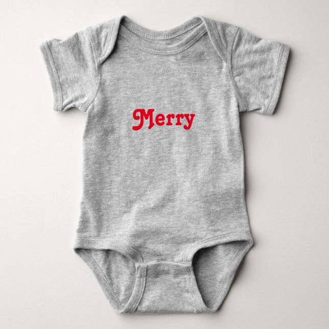 Merry red letters Christmas Baby Bodysuit (Front)