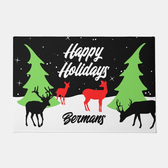 Merry Reindeer Doormat (Front)
