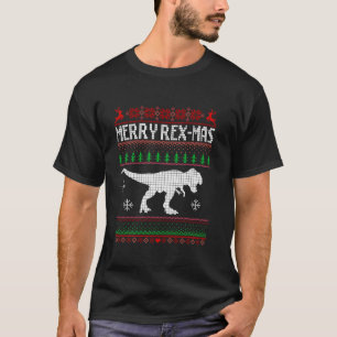 Merry Rex Mas T Rex Dinosaur Santa Christmas Ugly T-Shirt
