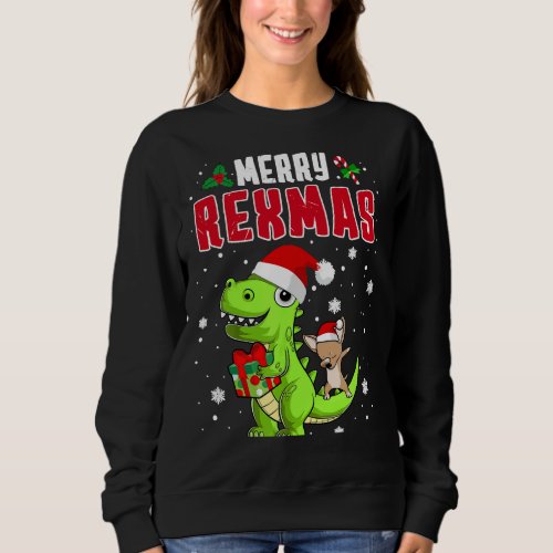 Merry Rexmas Rex Xmas Dabbing Chihuahua Dino Toddl Sweatshirt