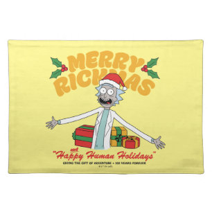 Merry Rickmas and Happy Human Holidays Cloth Placemat