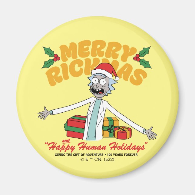 Merry Rickmas and Happy Human Holidays Magnet (Front)