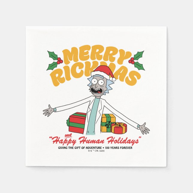 Merry Rickmas and Happy Human Holidays Napkins (Front)