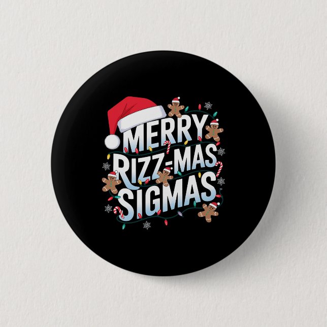 Merry Rizz Mas Sigmas Funny Alpha Christmas Santa  Button (Front)