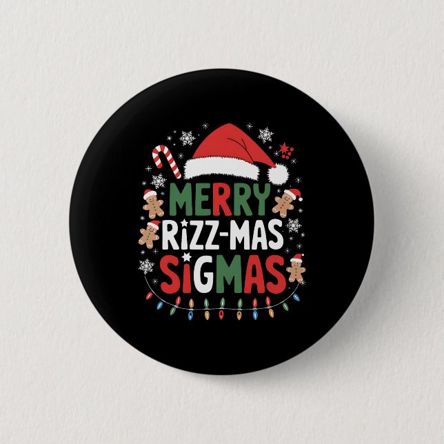 Merry Rizz Mas Sigmas Funny Gen Alpha X-mas Santa  Button (Front)