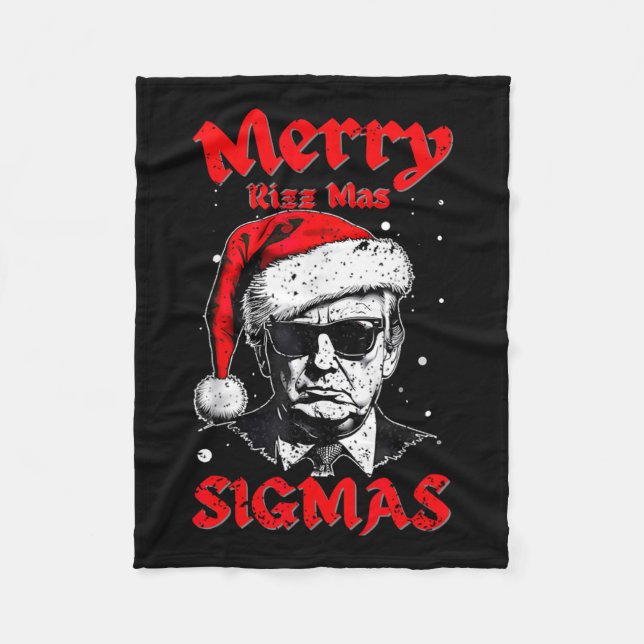 Merry Rizz Mas Sigmas Funny Gen Alpha X-mas Santa  Fleece Blanket (Front)