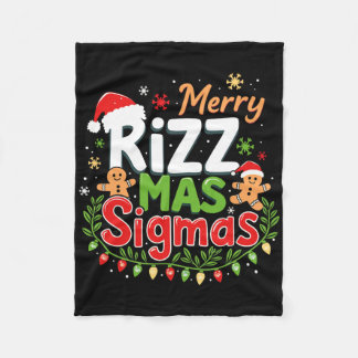 Merry Rizz Mas Sigmas Funny Gen Alpha X-mas Santa  Fleece Blanket