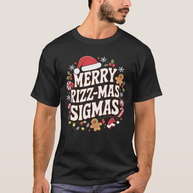 Merry Rizz Mas Sigmas Funny Meme Gen Alpha Santa T-Shirt (Front)
