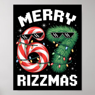 Merry Rizzmas 67 Candy Cane Tree Sungles Funny Poster