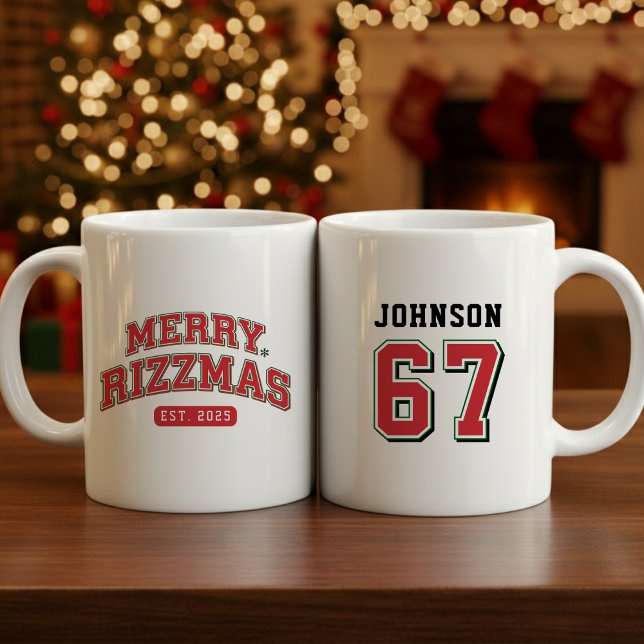 Merry Rizzmas Athletic Sports Jersey Christmas Coffee Mug (Creator Uploaded)