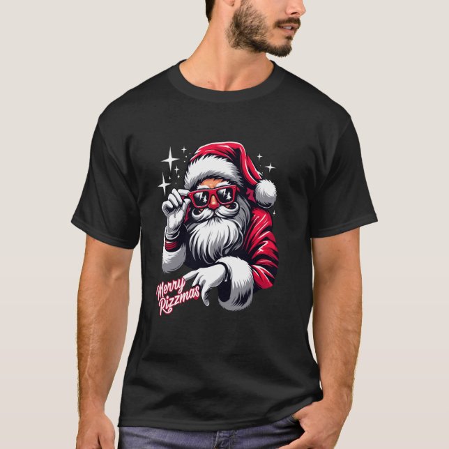 Merry Rizzmas Funny Christmas Rizz Santa Claus Hol T-Shirt (Front)