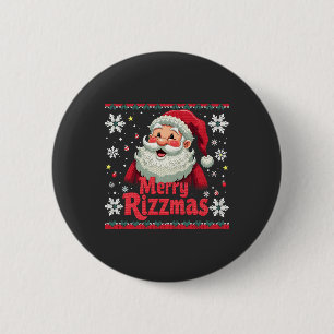 Merry Rizzmas Santa Rizz Funny Christmas Rizzler Button
