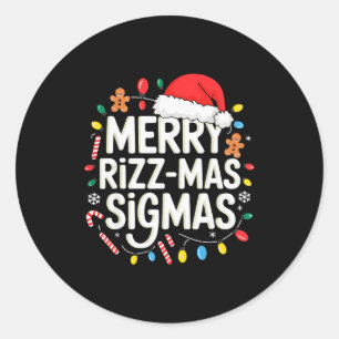Merry Rizzmas Sigmas Funny Christmas Pajamas Rizzl Classic Round Sticker