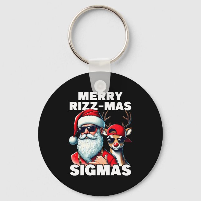 Merry Rizzmas Sigmas Gen Alpha Funny Christmas San Keychain (Front)