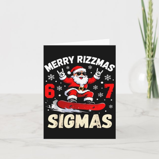 Merry Rizzmas Sigmas Santa 67 Six Seven  Card (Front)