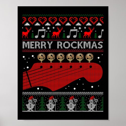 Merry Rockmas Funny Christmas Ugly Xmas Sweater  Poster