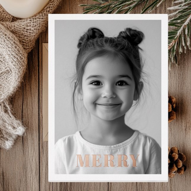 Merry Rose Gold Christmas Cards | Elegant Holiday  (Creator Uploaded)