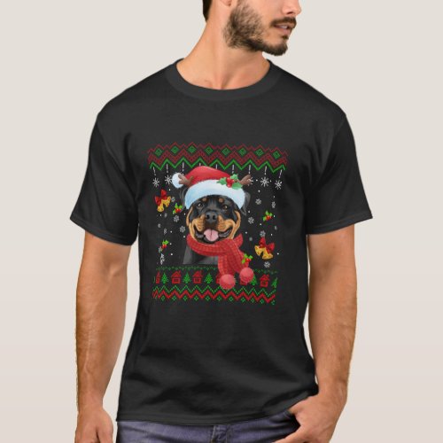 Merry Rottweiler Dog Christmas Pajama Ugly Sweater